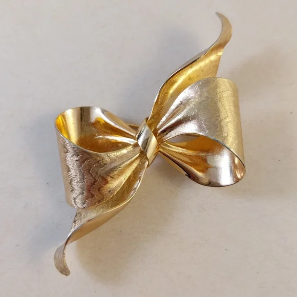 Vintage Gold Planted  Bow Brooch - Picture 15 of 15